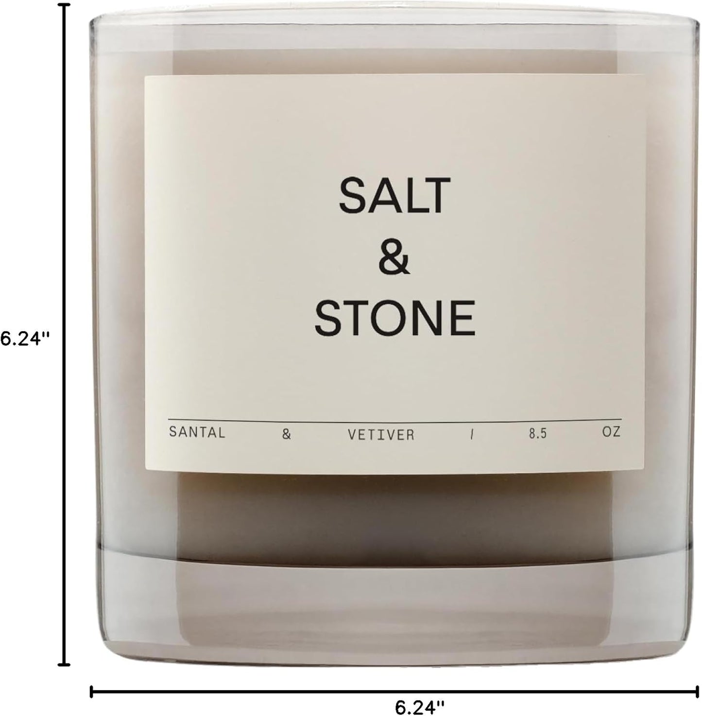 Salt & Stone Scented Candle for Women & Men | Coconut & Soy Blend Wax | Hand-Poured, Aromatic & Fragrant | 100% Cotton Wick | Long-Lasting 50 Hour Burn Time | Santal & Vetiver 8.5 oz
