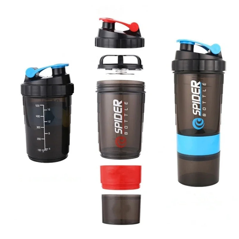 3 Layers Shaker Protein Bottle Powder Shake Cup Large Capacity Water Bottle Mixing Cup Body Building Exercise Mixing Bottle
