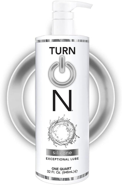 Turn On Silicone-Based Premium Personal Lubricant | Long Lasting Performance, Ultra Slick & Silky Smooth, Condom Safe Lube for Men, Women, and Couples, 32 fl oz