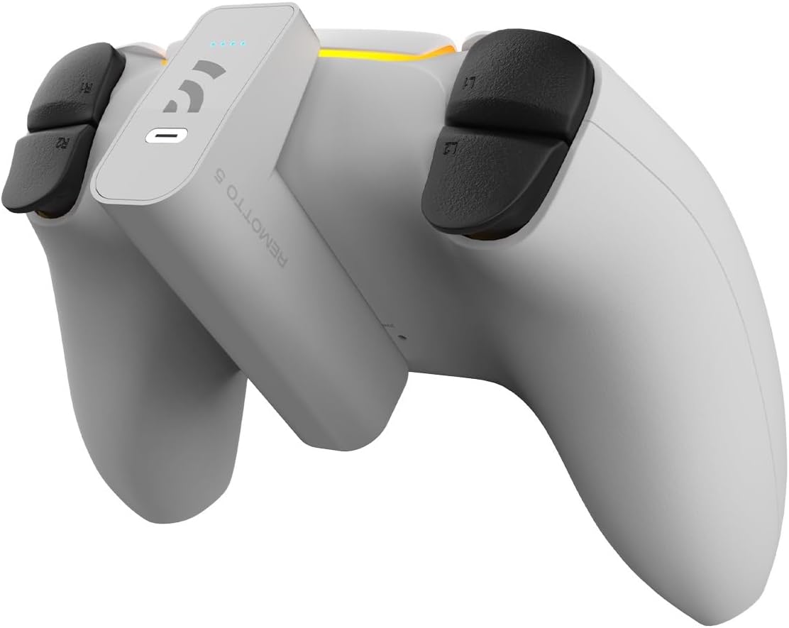 Remotto5 - Wireless Charger for PS5 Controller, Portable Battery for DualSense, Play While Charging, +12 Hours of Battery Life, PS5 Accessory