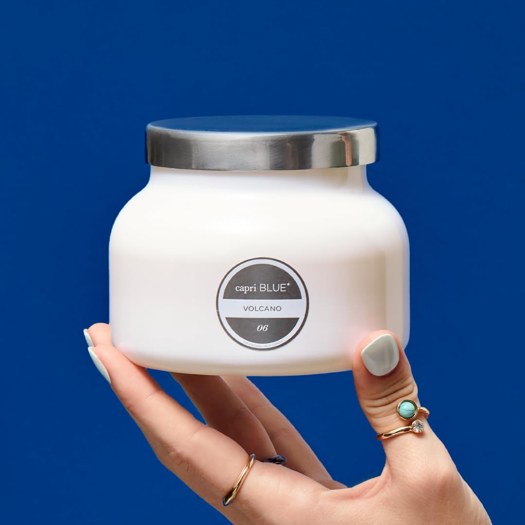 Capri Blue Volcano Scented Candles - Luxury Glass Jar Candles for Home Scented with Tropical Fruit & Sugared Citrus - Soy Wax Blend - Capri Blue Volcano - White Color (19 oz)