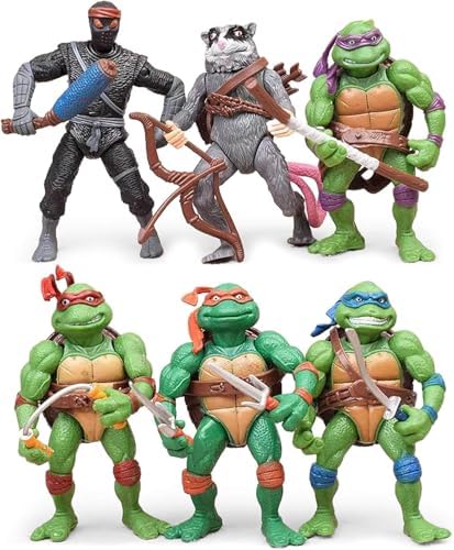 4.7" Turtles Action Figures 6PCS Figure Bundle Toys Collection Birthday for Kids
