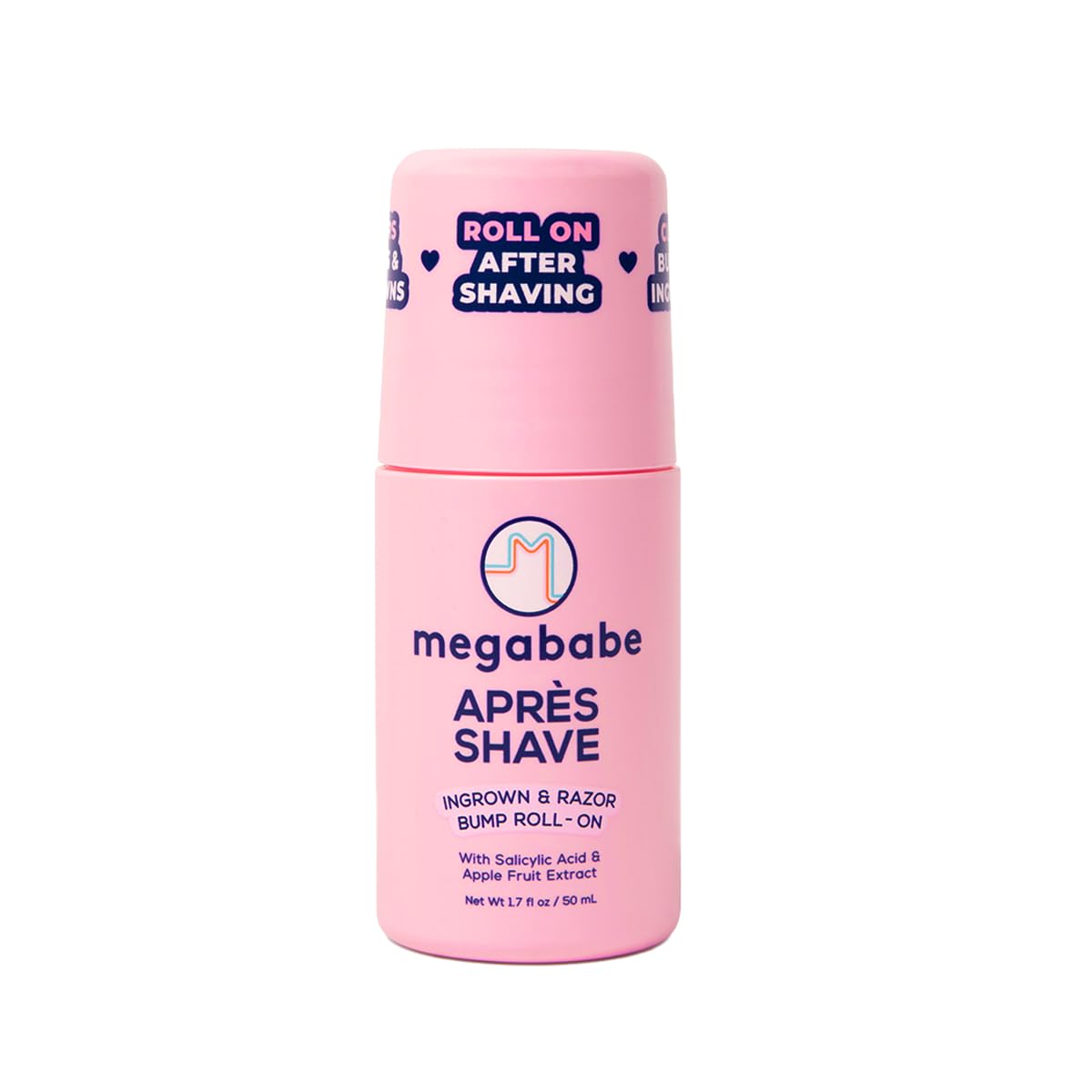 Megababe Mini Après Shave (1.7 fl oz) | Travel size post-Shave & Waxing | Vacation Essential | Ingrown Hair & Razor Bump Roll-On Treatment for Women | Bikini, Armpits & Legs