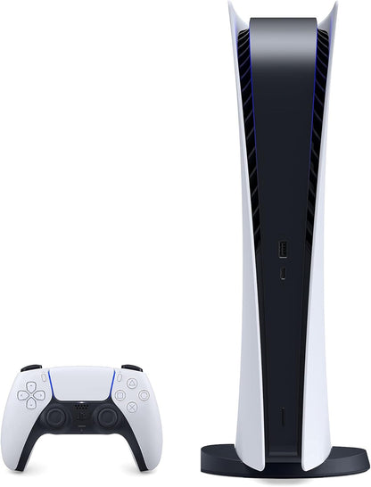 PS5 - Sony PlayStation 5 Digital Edition Gaming Console + Wireless Controller - 16GB GDDR6 RAM, 825GB SSD, 120Hz 8K Output, White