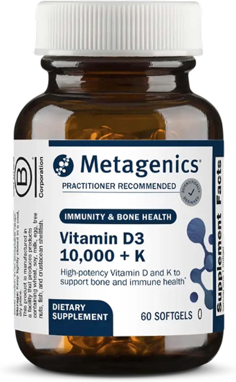 Metagenics Vitamin D3 and Vitamin K2 10,000 IU with MK-7- Vitamin D3 with K2 for Immune Support, Bone & Heart Health-Non-GMO, Gluten-Free-60 Softgels