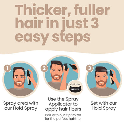 Hair Illusion Black Real Hair Fibers for Thinning Hair - 100% Natural Texture, Non Synthetic Hair Fibers - Bald Spot Cover Up for Women & Men - 38 Gram