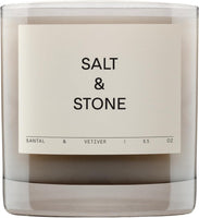 Salt & Stone Scented Candle for Women & Men | Coconut & Soy Blend Wax | Hand-Poured, Aromatic & Fragrant | 100% Cotton Wick | Long-Lasting 50 Hour Burn Time | Santal & Vetiver 8.5 oz