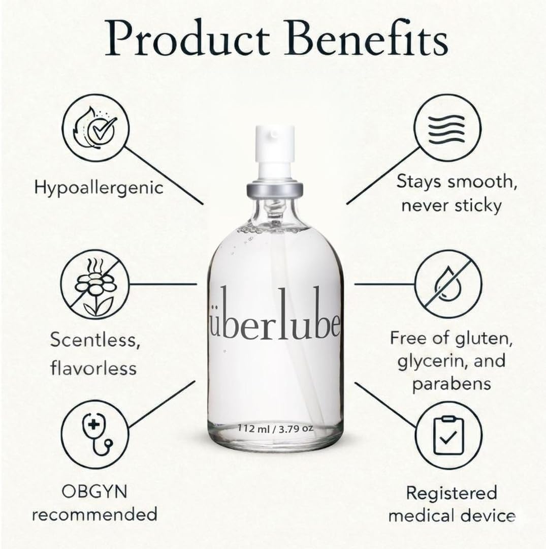 Uberlube Premium Silicone Lube (3.79 Fl Oz.) Unscented, Long Lasting Sex Lube, Waterproof, Ultra Smooth Performance, Personal Lubricant for Privacy & Toys, Vaginal & Anal Use, OBGYN Recommended