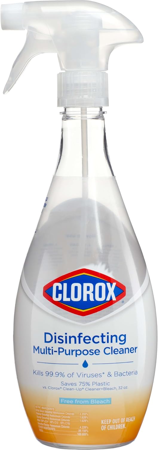 Clorox Disinfecting Multi-Purpose Cleaner Starter Kit, Household Essentials, One Reusable Spray Bottle Plus 2 Refills