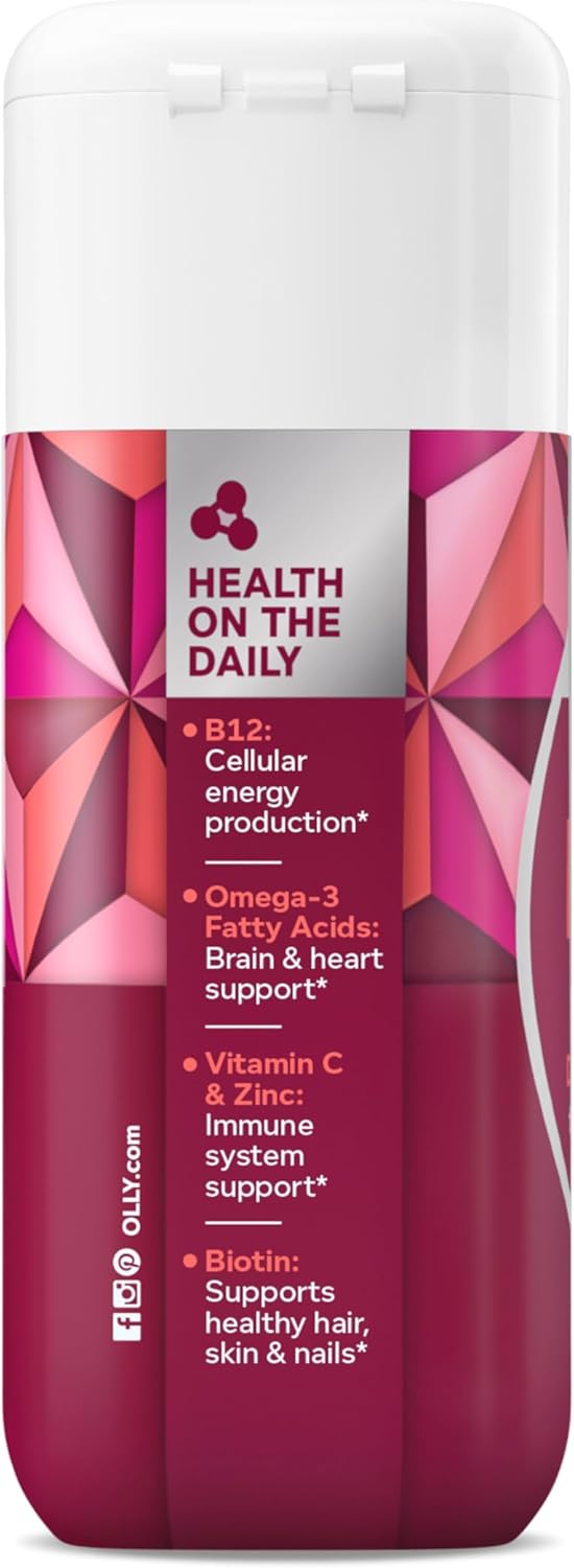 OLLY Ultra Strength Women's Multi Softgels, Overall Health and Immune Support, Omega-3s, Iron, Vitamins A, D, C, E, B12, Daily Multivitamin, 30 Day Supply - 60 Count