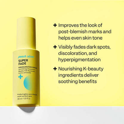 Peach Slices - Super Fade Discoloration Serum for Face (1.01 oz) - Dark Spots, Hyperpigmentation, Uneven Skin - Niacinamide Serum - Tranexamic Acid - Vegan & Cruelty Free - Korean Skin Care & Beauty