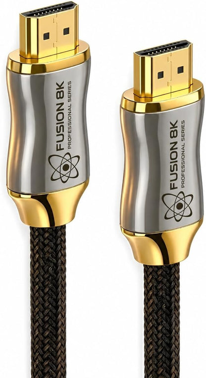 Fusion8K Certified HDMI 2.1 Cable 48Gbps 6 Feet - 10K 8K@60Hz 4K@120Hz 144Hz | eARC HDR10 Dolby Vision HDCP 2.3 | Braided Cord for PS5, Xbox Series X, Apple TV 4K, Roku, OLED TV