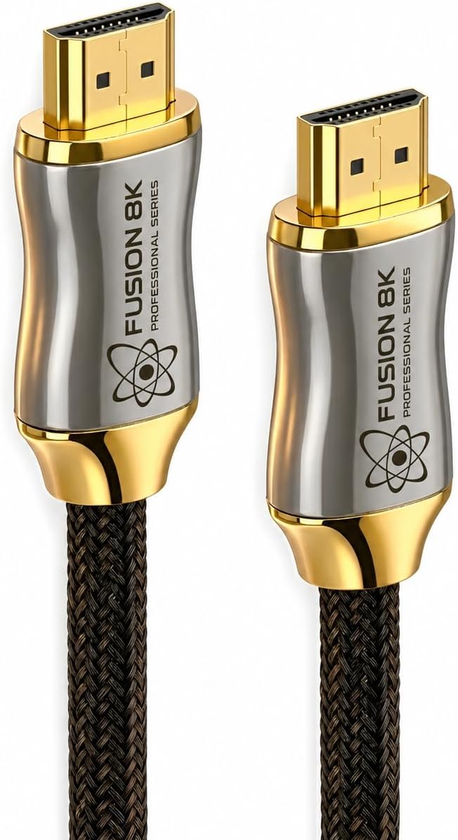 Fusion8K Certified HDMI 2.1 Cable 48Gbps 6 Feet - 10K 8K@60Hz 4K@120Hz 144Hz | eARC HDR10 Dolby Vision HDCP 2.3 | Braided Cord for PS5, Xbox Series X, Apple TV 4K, Roku, OLED TV