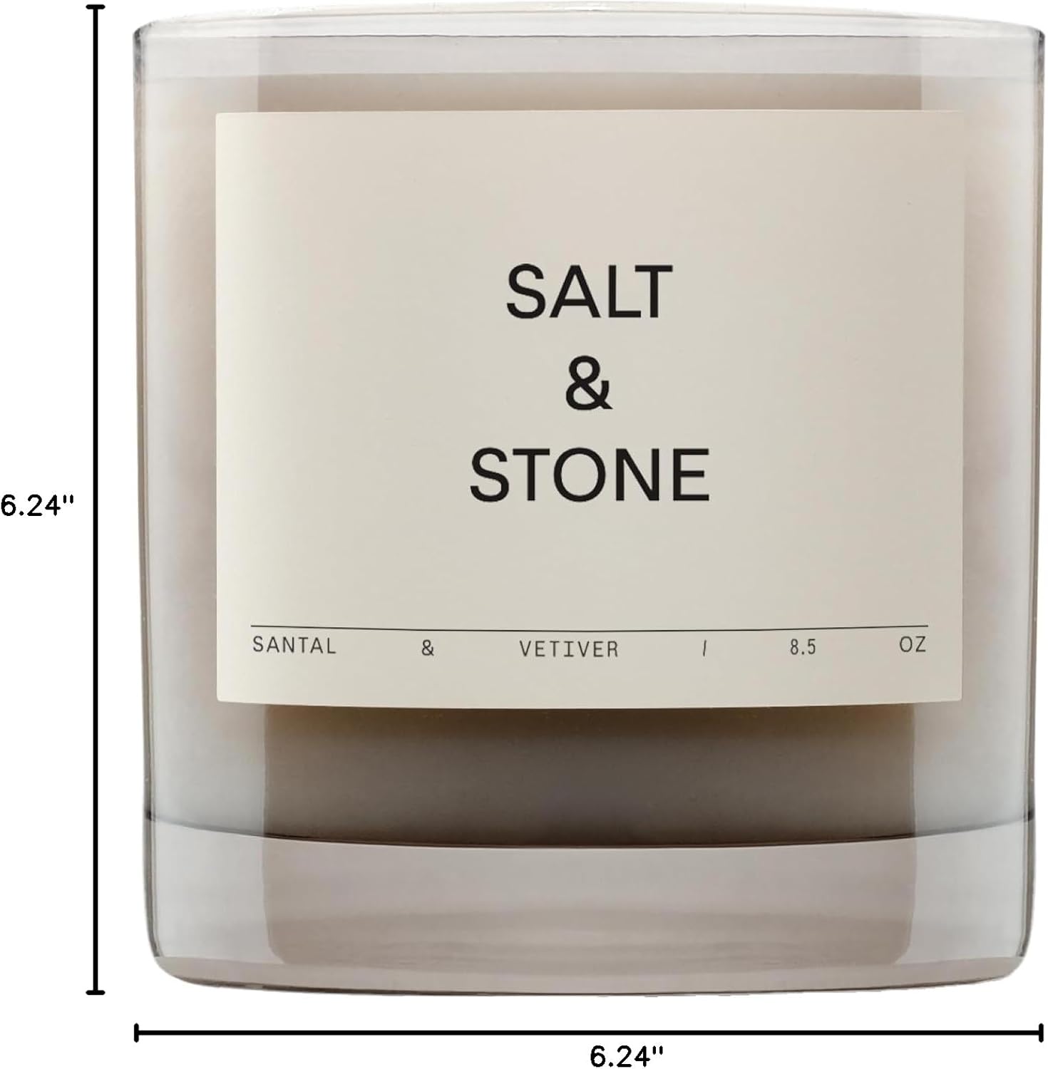 Salt & Stone Scented Candle for Women & Men | Coconut & Soy Blend Wax | Hand-Poured, Aromatic & Fragrant | 100% Cotton Wick | Long-Lasting 50 Hour Burn Time | Santal & Vetiver 8.5 oz