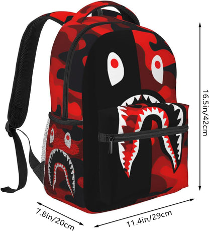 Vkaxopt Backpack Shark Teeth Camo Backpacks Travel Laptop Daypack Big Capacity Bookbag Fashion Durable Back Pack for Men and Women-StyleSH