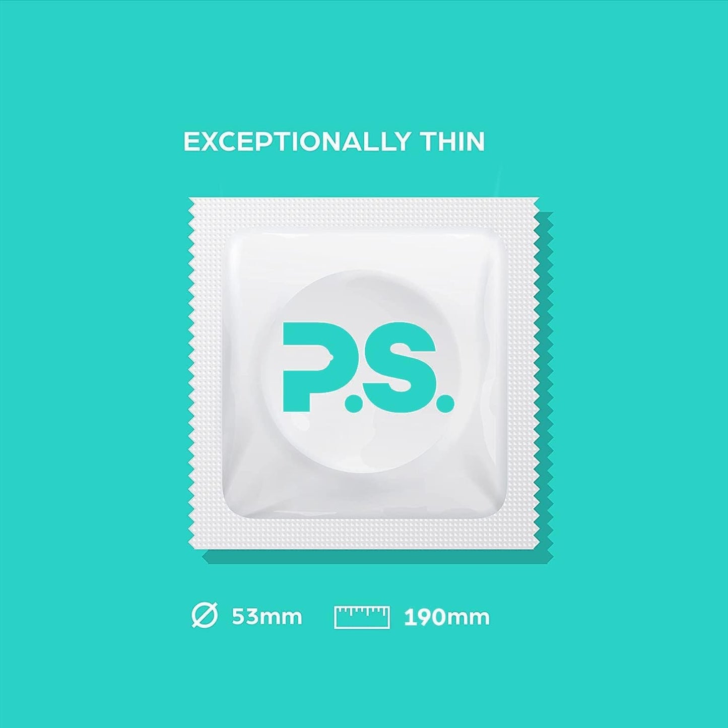 PS Condoms Exceptionally Thin Latex Condoms for Men - Odorless and 100% Vegan - Ultra Thin Lubricated Condom - 40% Thinner and Transparent - 48 Pack