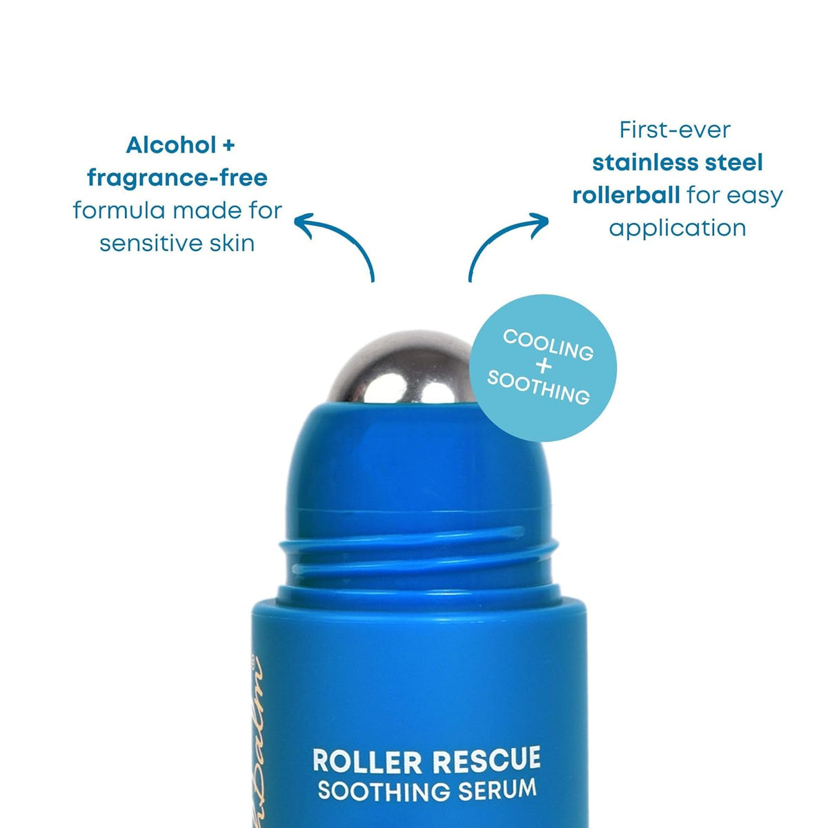 Bushbalm Roller Rescue Ingrown Hair Serum, Includes AHA and BHA - Exfoliating, Soothing, Cooling for Intimate Areas, Underarms - Helps With Razor Bumps and Ingrown Hairs, Blue 50 ml