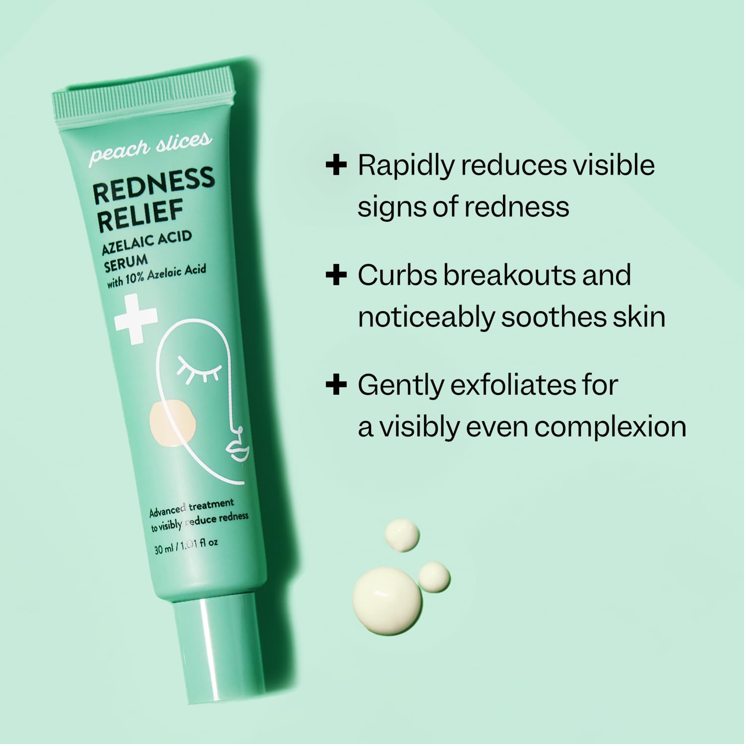 Peach Slices - Redness Relief 10% Azelaic Acid Serum (1.01 oz) - Advanced Skincare - Includes Panthenol, Cica, Algae - Vegan, Cruelty-Free, Korean Skincare & Beauty