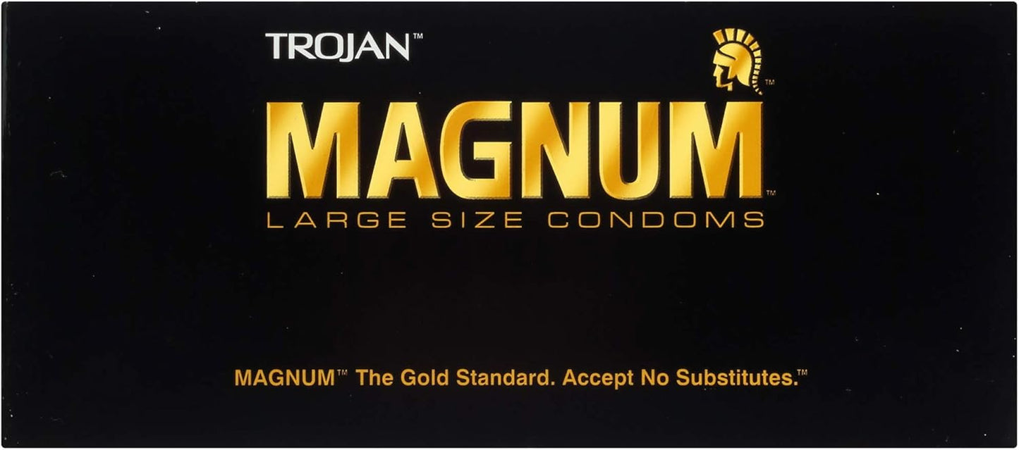 TROJAN Magnum Lubricated Large Condoms, Comfortable and Smooth Lubricated, America’s Number One Condom, 36 Count Pack
