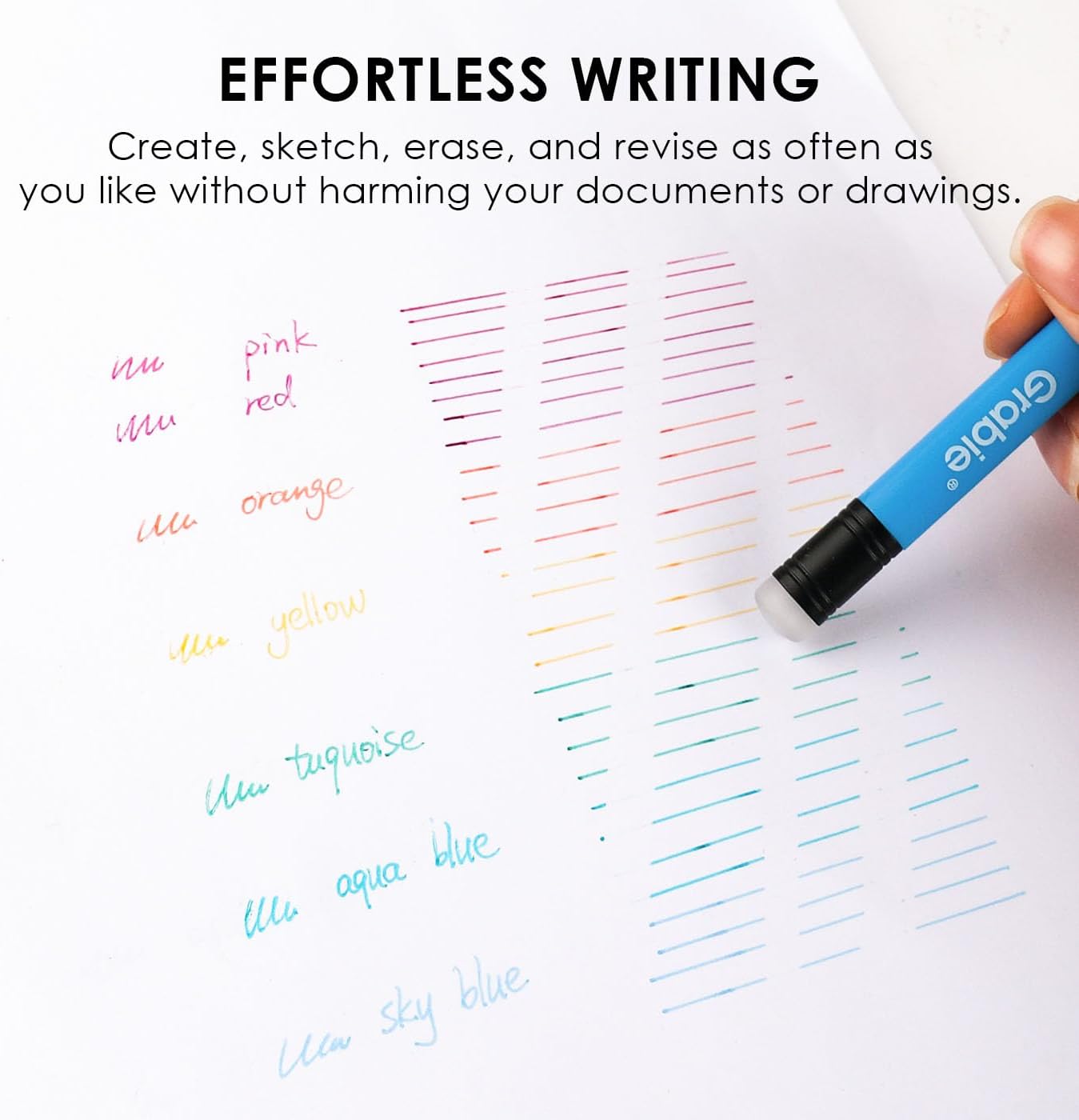 Grabie Erasable Gel Pens, Medium Point 0.7 mm Erasable Pens, Make Mistakes Disappear for Drawing Writing Planner, Pack of 9 Assorted Colors