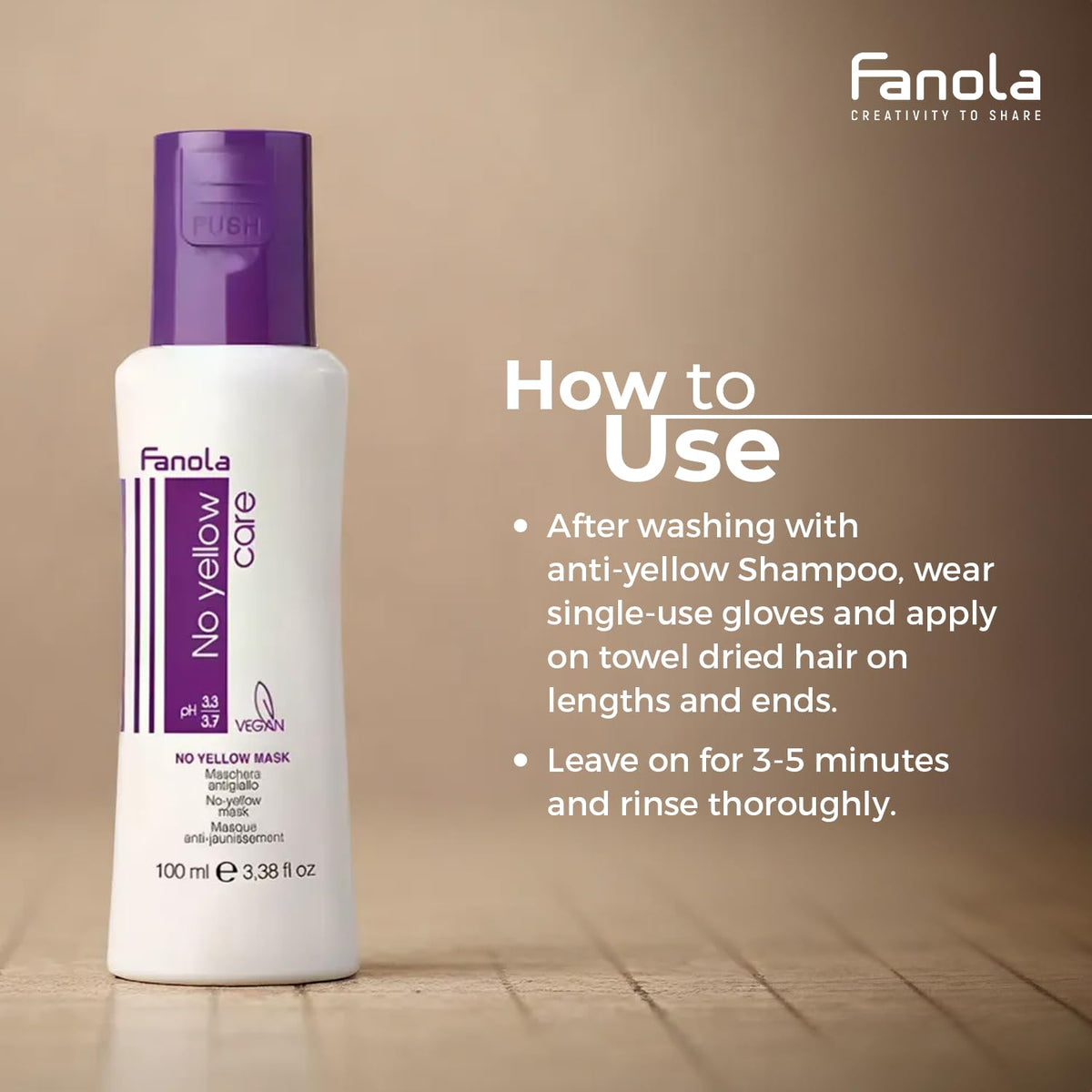 Fanola No Yellow Hair Mask With Purple Violet Pigments To Eliminate Unwanted Yellow Tones & Brassiness In Platinum, Light Blonde, Gray, Bleached, or Highlighted Hair - 3.38oz