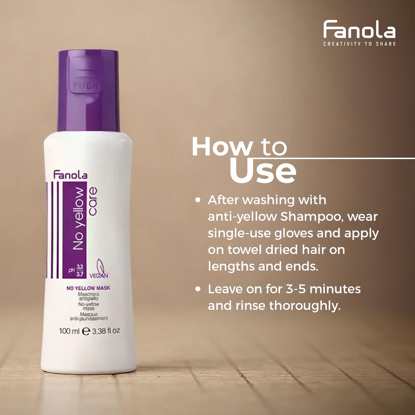 Fanola No Yellow Hair Mask With Purple Violet Pigments To Eliminate Unwanted Yellow Tones & Brassiness In Platinum, Light Blonde, Gray, Bleached, or Highlighted Hair - 3.38oz
