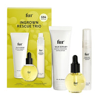 Fur Ingrown Rescue Trio Ingrown Hair Treatment Kit with Silk Scrub Exfoliator, Ingrown Eliminator Serum Rollerball Oil, Helps Reduce Bumps and Ingrowns for Bikini Line, Legs & Body