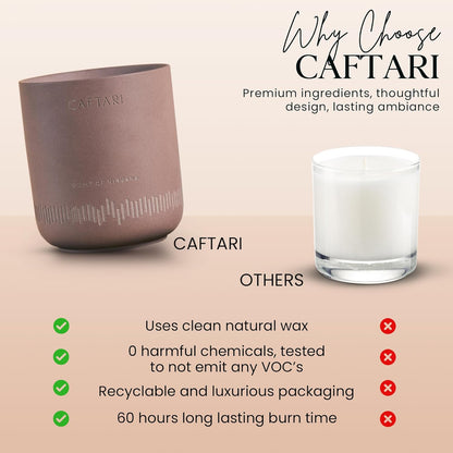 CAFTARI Scent of Nirvana Scented Candle | Oudh, Cedarwood & Patchouli | Soy Candles Non Toxic | 60-Hour Burn | Scented Candles for Home | Stress Relief Aromatherapy | Luxury Ceramic Jar | 10.5 oz