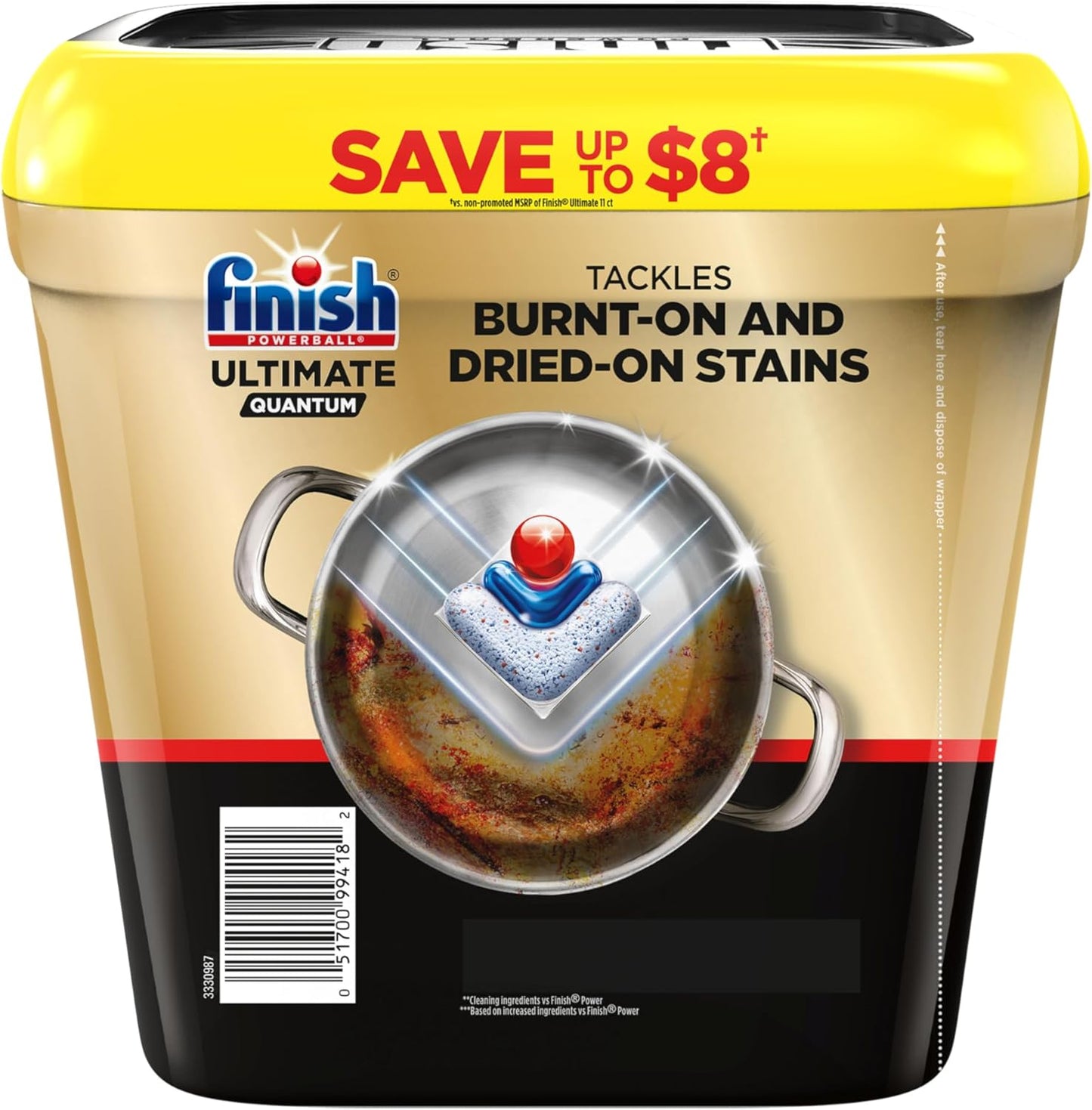 Finish Ultimate Quantum Dishwasher Pods, New & Improved Formula, Dishwasher Detergent Dish Soap, Removes Burnt-On & Dried-On Stain, Degreasing & Scrubbing Power, 70 Count