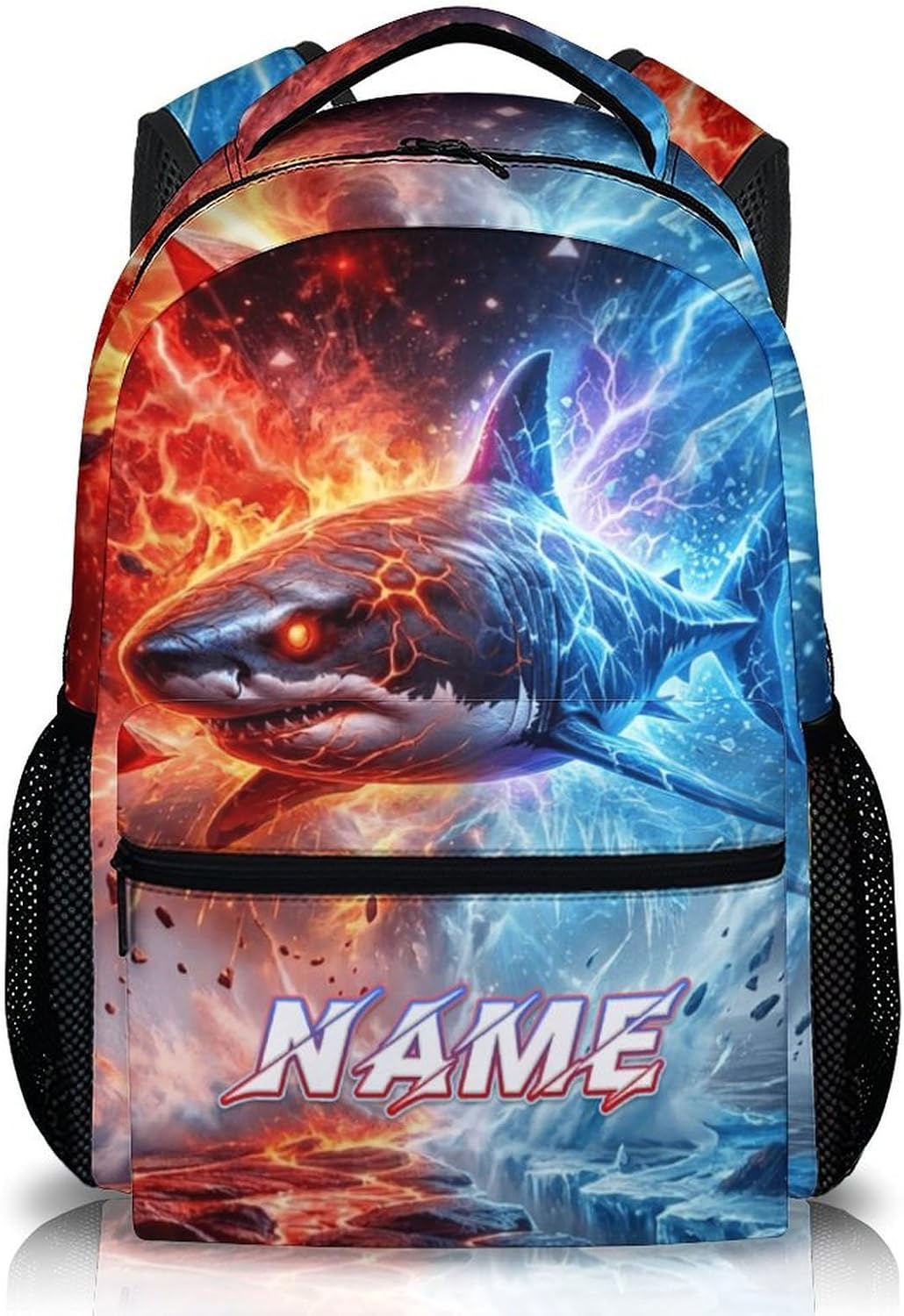 Boys School Backpack Personalized Shark Backpacks, 17 Inch Kids Back to School Gift Durable Cool Bookbag for Hiking Travel Camp