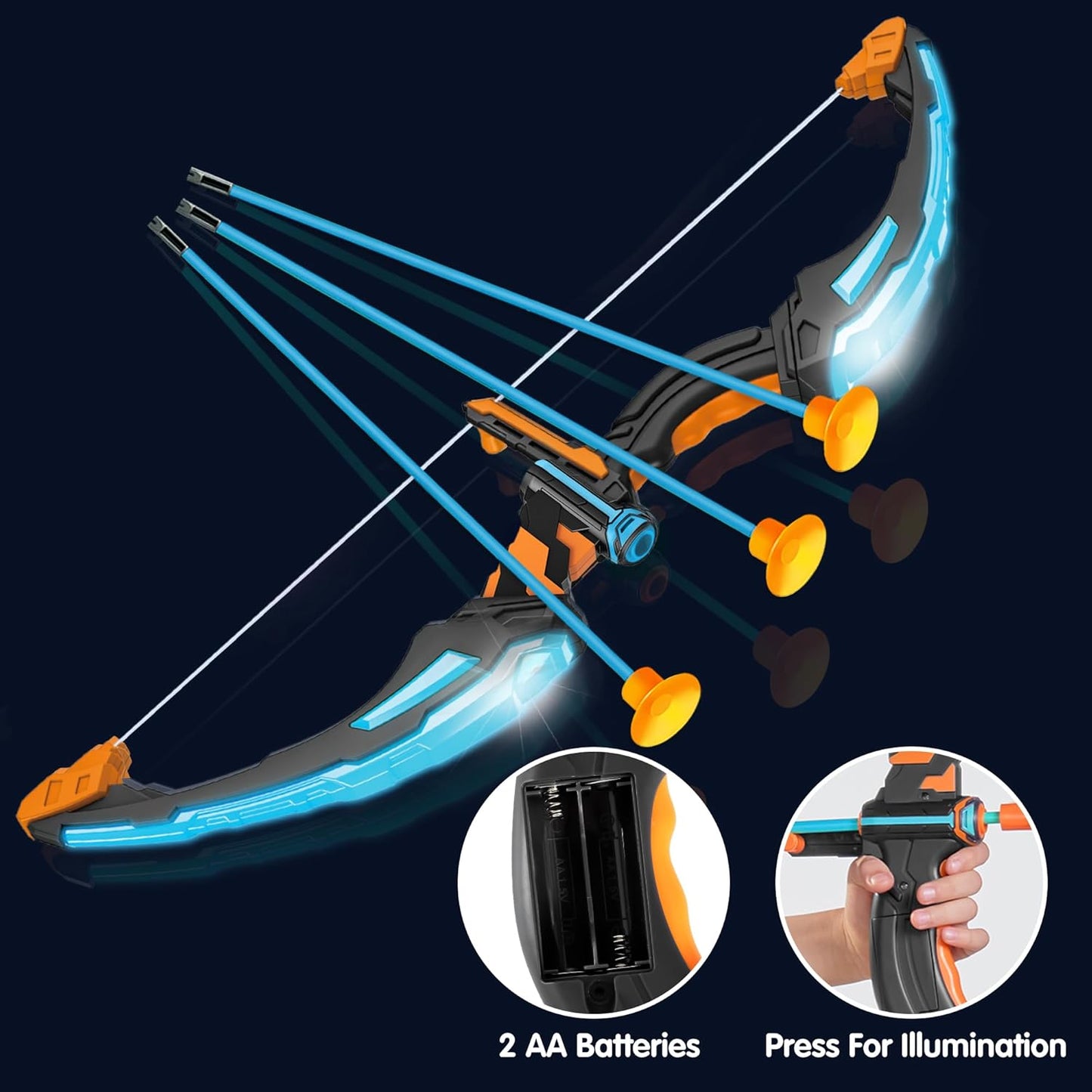 JOYIN LED Bow and Arrow for Kids, Light Up Archery Toy Play Set with Suction Cups Arrows, Targets & Arrow Case, Indoor and Outdoor Hunting Play Gift Toys for Boys Girls 6-12
