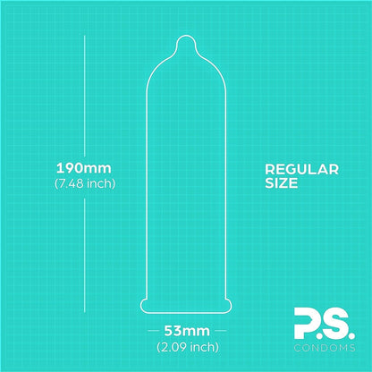 PS Condoms Exceptionally Thin Latex Condoms for Men - Odorless and 100% Vegan - Ultra Thin Lubricated Condom - 40% Thinner and Transparent - 48 Pack