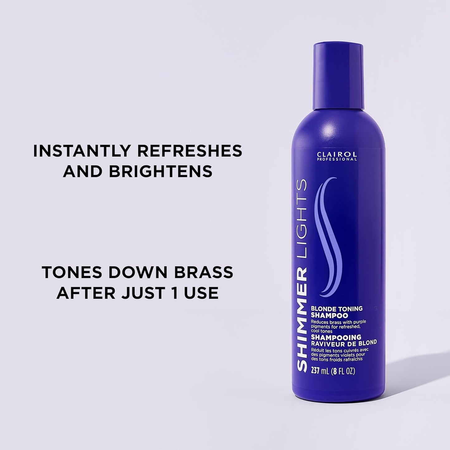Clairol Professional Shimmer Lights Purple Shampoo| Neutralizes Brass & Yellow Tones | For Blonde, Silver, Gray & Highlighted Hair