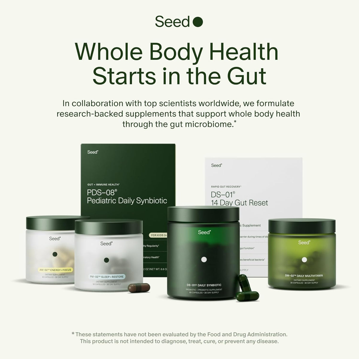 Seed DS-01 Daily Synbiotic - Prebiotic and Probiotic for Women & Men - Digestive Health, Gut Health, Immune Support, Bloating & Constipation Relief - Vegan & Shelf-Stable - 30-Day Starter (60ct)