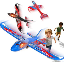 Doloowee Foam Airplane Launcher Toys for Kids 4-8, Outdoor Sport Flying Toys, 3 Pack 12.6" Foam Glider LED Plane, 1 Catapult with 3 Foam Planes, Gifts for 3 4 5 6 7 8 9 10 12 Year Old Boys Girls