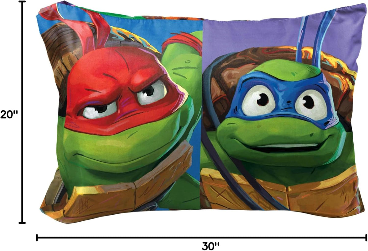Nickelodeon Teenage Mutant Ninja Turtles Kids Reversible Pillowcase, 20 x 30 Inch, Super Soft Microfiber, Fade Resistant, Machine Washable, TMNT Bedding - Jay Franco (Official Nickelodeon Product)