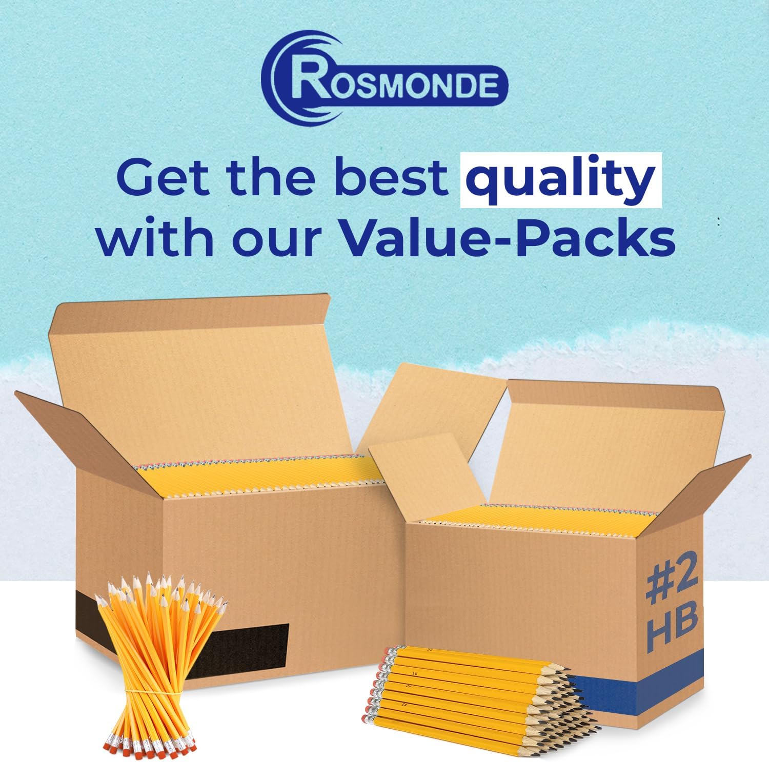 Rosmonde Pencils Bulk, 365 Pack, Pre Sharpened #2, Pencils Set, Easy Hold Grip With Erasers On Top, Sharpened #2 HB for Effortless Writing, Perfect for Classroom Use and Back to School Supplies