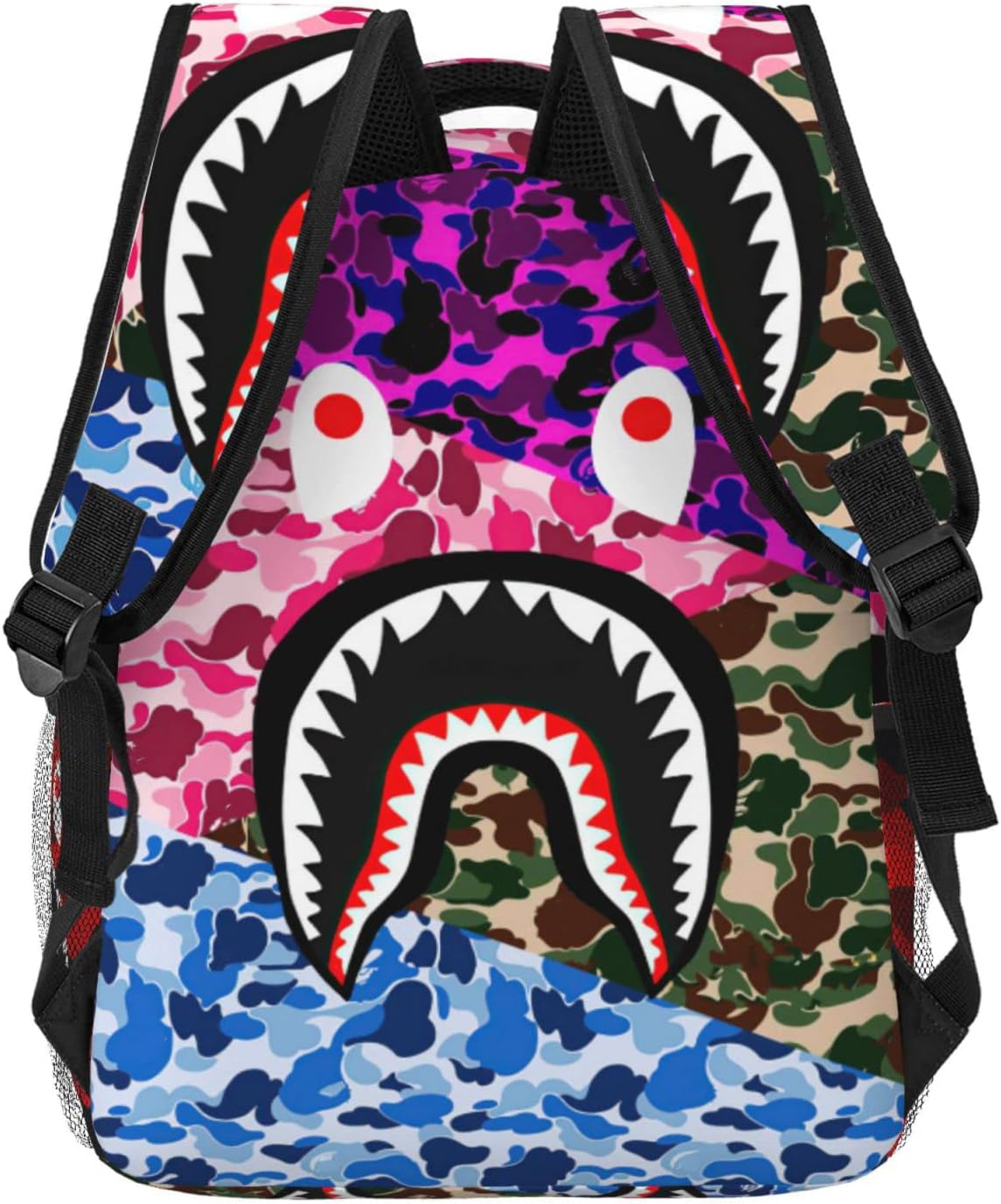 Vkaxopt Backpack Shark Teeth Camo Backpacks Travel Laptop Daypack Big Capacity Bookbag for School Boys Girls Men and Women-MultipleColour