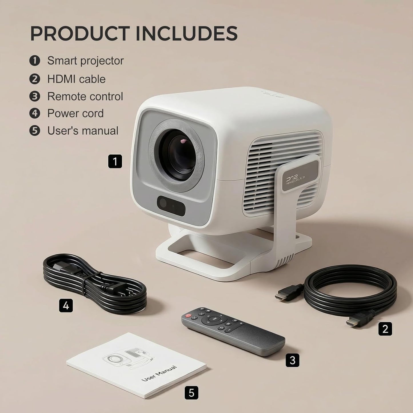 1080P Portable Projector, 180 ANSI Lumens LED Mini Projector, 0.8:1 Short Throw, Auto Focus & Keystone, WiFi6 & BT5.4, Android 11, Home Theater Outdoor Movie Projector Compatible with HDMI/USB/Airplay