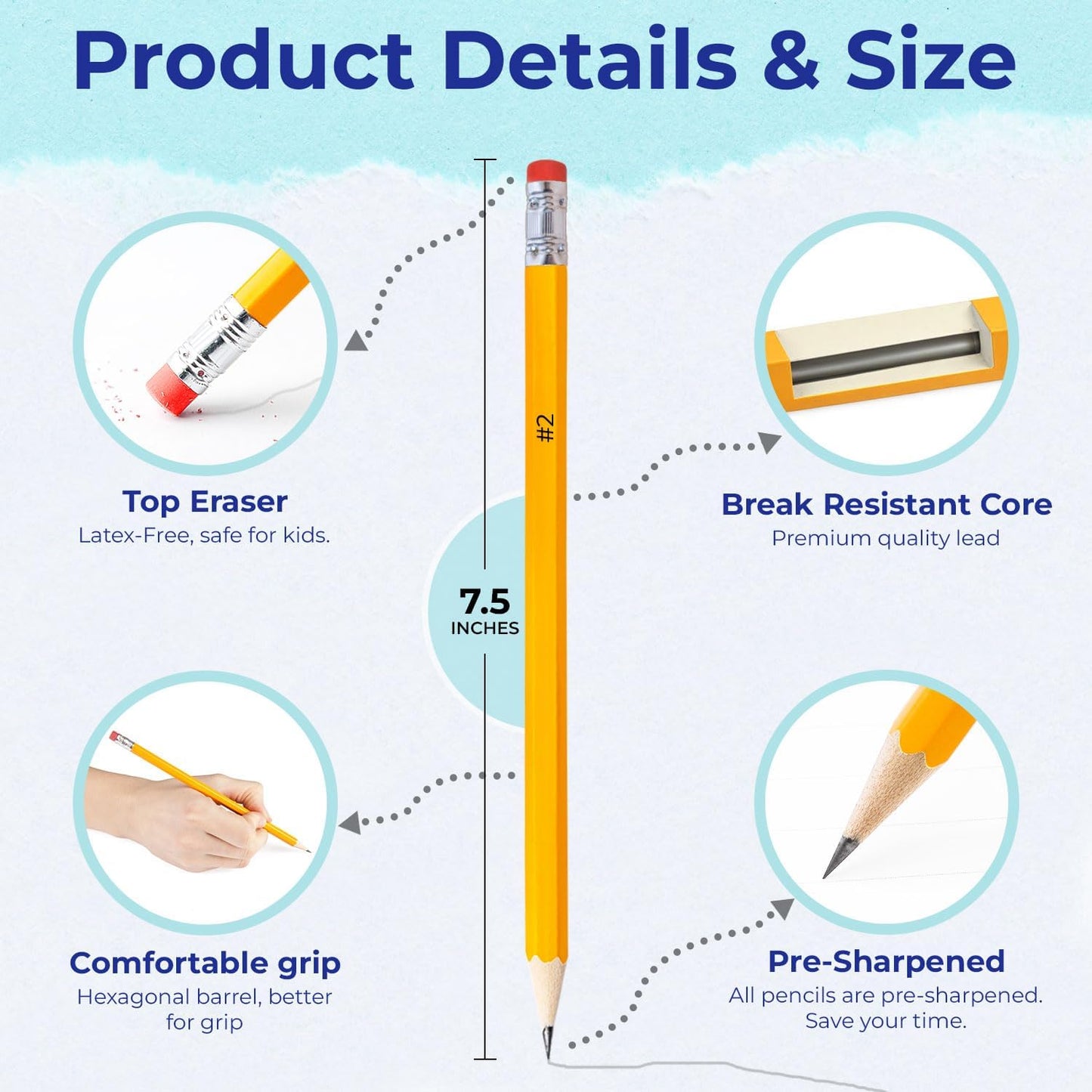 Rosmonde 210 Pack Pre Sharpened Pencils #2, Pencils With Top Erasers, Bulk School & Teacher Supplies, #2 HB, Pre Sharpened for Easy Use, Easy Hold Grip, Bulk Classroom & Office Supplies
