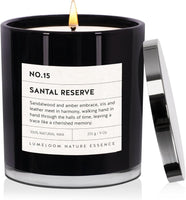 LUMELOOM Santal Reserve Luxury Scented Candles, 9oz Soy Wax Candles for Home Scented, Sandalwood, Amber, Iris & Leather Scent, Long Burning Time, Gifts for Women, Men, Sister, Teacher, Christmas