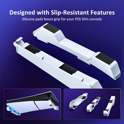 NexiGo Horizontal Stand for New PS5 Slim and Pro Console, [Minimalist Design], Base Stand for PS5 Accessories, Compatible with PlayStation 5 Slim/Pro Disc & Digital Editions, White