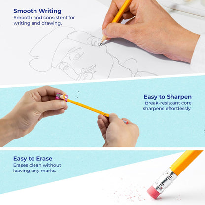 Rosmonde Pencils Bulk, 365 Pack, Pre Sharpened #2, Pencils Set, Easy Hold Grip With Erasers On Top, Sharpened #2 HB for Effortless Writing, Perfect for Classroom Use and Back to School Supplies