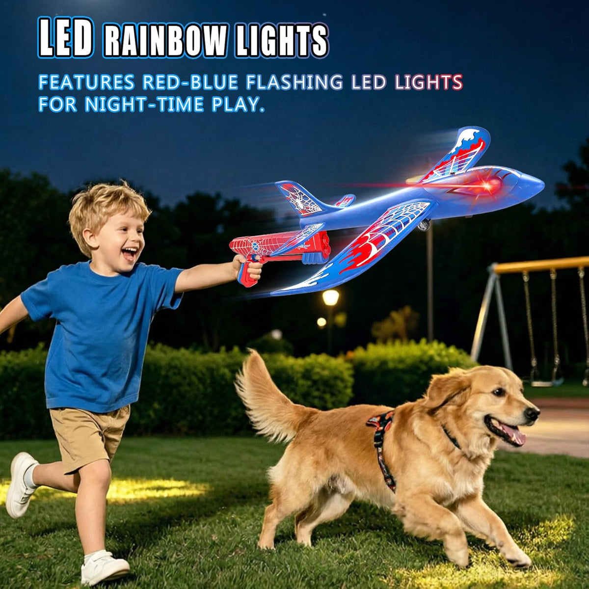 Doloowee Foam Airplane Launcher Toys for Kids 4-8, Outdoor Sport Flying Toys, 3 Pack 12.6