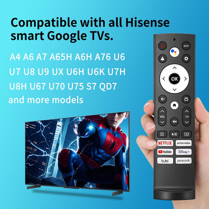 Replacement Remote Control for Hisense Smart Google TV，for Hisense Android/Google Smart TV Remote，with Voice Function
