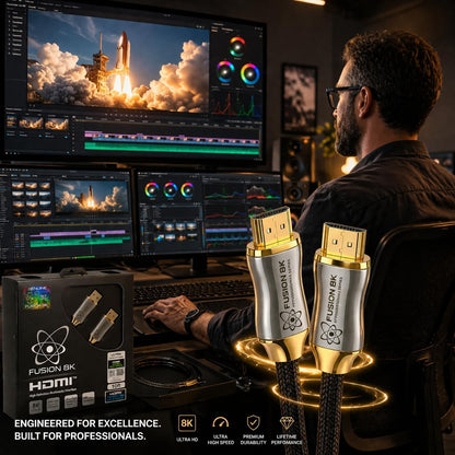Fusion8K Certified HDMI 2.1 Cable 48Gbps 6 Feet - 10K 8K@60Hz 4K@120Hz 144Hz | eARC HDR10 Dolby Vision HDCP 2.3 | Braided Cord for PS5, Xbox Series X, Apple TV 4K, Roku, OLED TV