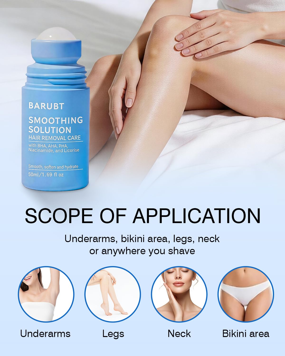 2PC Ingrown Hair Treatment Serum,Soothe redness & Hair Removal Aftercare | Suitable for Bikini Line,Underarms, Legs & Arms | Roller applicator,Cool and breathable,Non-sticky