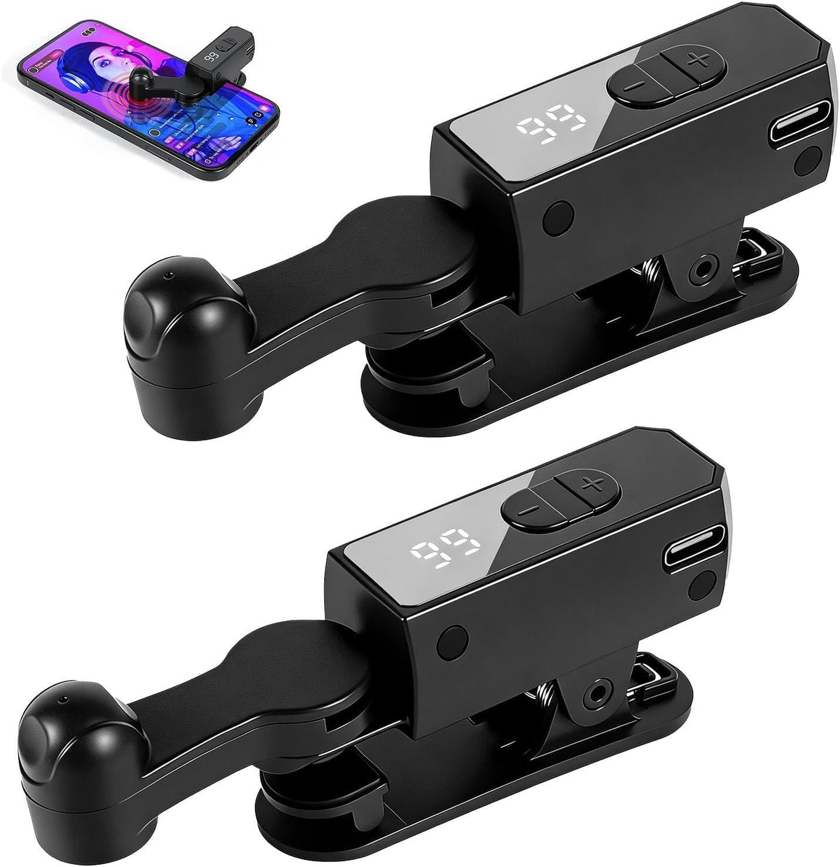 Wireless Auto Clicker for iPhone, iPad & Android – Rechargeable Screen Tapper for TikTok, Live Streams, Likes, Games & Repetitive Tasks – 107 Adjustable Speeds for Social Media (Black, 2 Pack)