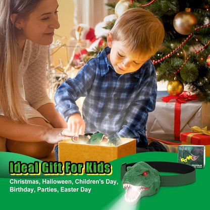 Nitigo Dinosaur Headlamp for Kids Flashlight Led Headlights Roar & Silent Mode, T-Rex Dinosaur Toys for Kids 3-5 4-6 5-7 6-8, Camping Gear, Easter Gifts for Boys Girls Adults