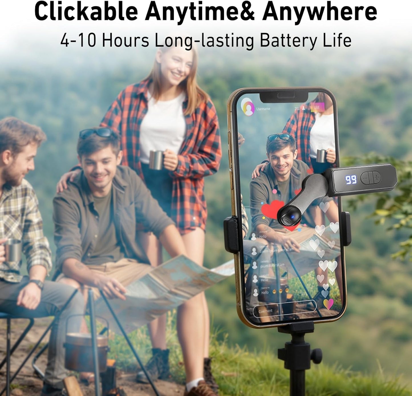 Wireless Auto Clicker for iPhone, iPad & Android – Rechargeable Screen Tapper for TikTok, Live Streams, Likes, Games & Repetitive Tasks – 107 Adjustable Speeds for Social Media (Black, 2 Pack)